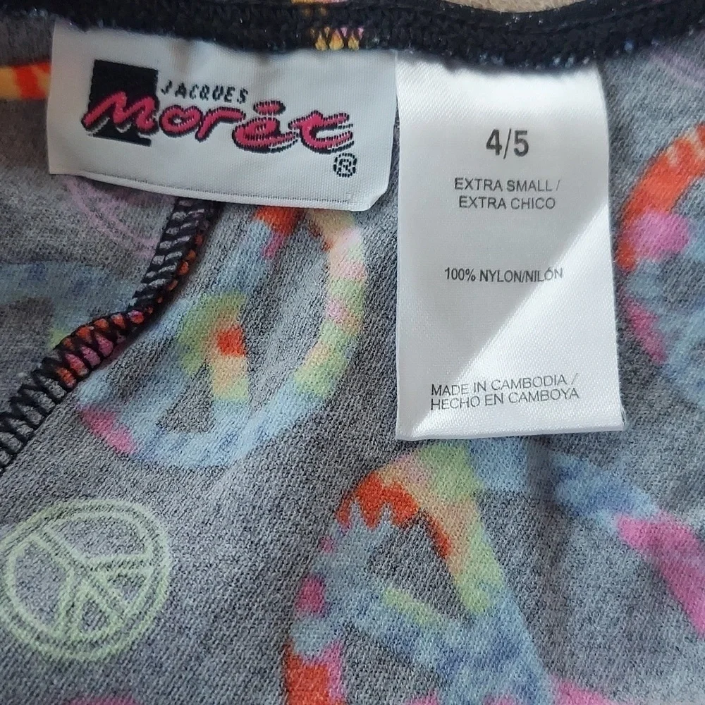 Jacques Moret leotard tumble dance gymnastics - black peace sign - size XS (4/5)